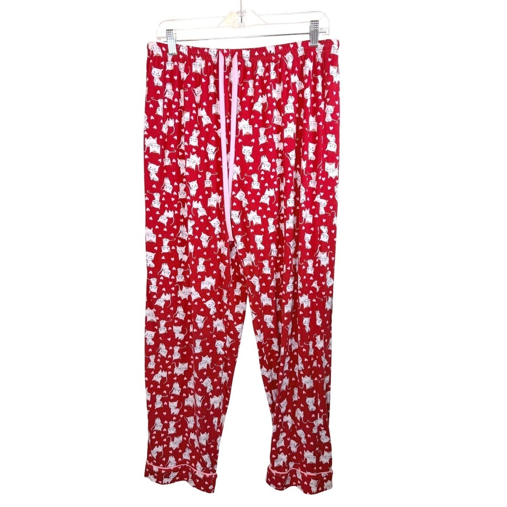 Kittens‎ PJ Pants Red Cat Print Loungewear L